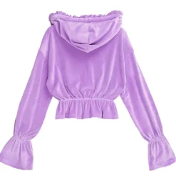 LISTEN FLAVOR Triple Heart Velour Short Hoodie Clearance