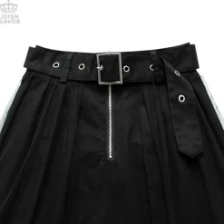 LISTEN FLAVOR Tulle Pleated Mini Skirt w/ Belt Hot