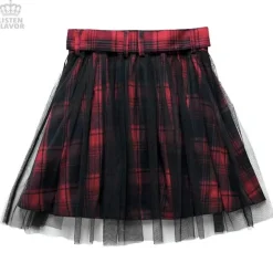 LISTEN FLAVOR Tulle Pleated Mini Skirt w/ Belt Hot