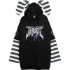 LISTEN FLAVOR Usamimi Stripe Layered Style Hoodie Outlet