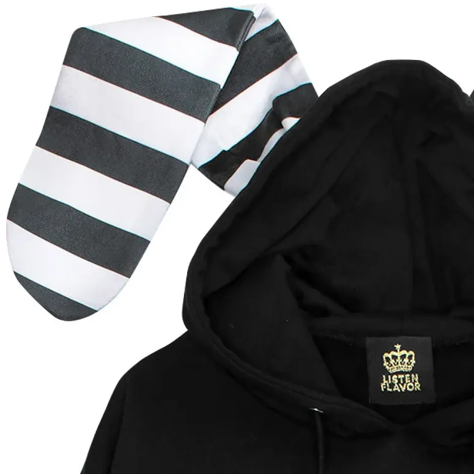 LISTEN FLAVOR Usamimi Stripe Layered Style Hoodie Outlet