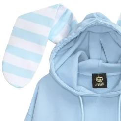 LISTEN FLAVOR Usamimi Stripe Layered Style Hoodie Outlet