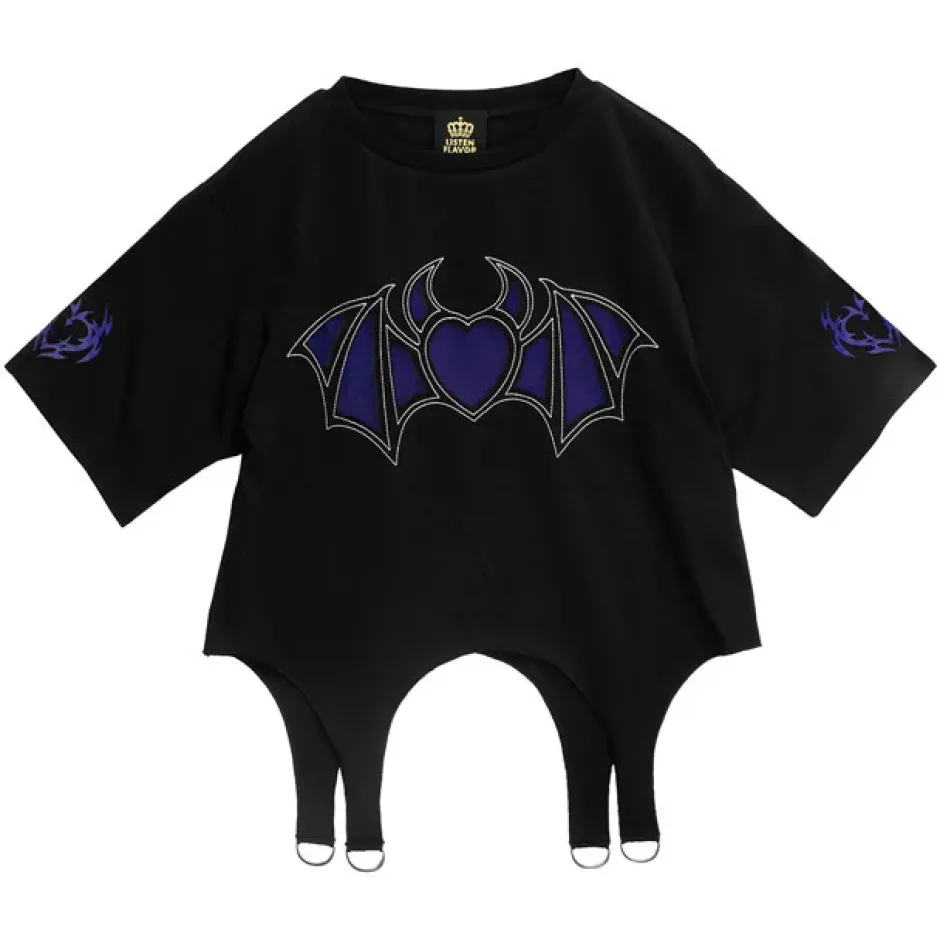 Tops>LISTEN FLAVOR Vampire Heart Hollowed-out Garter Tops Black