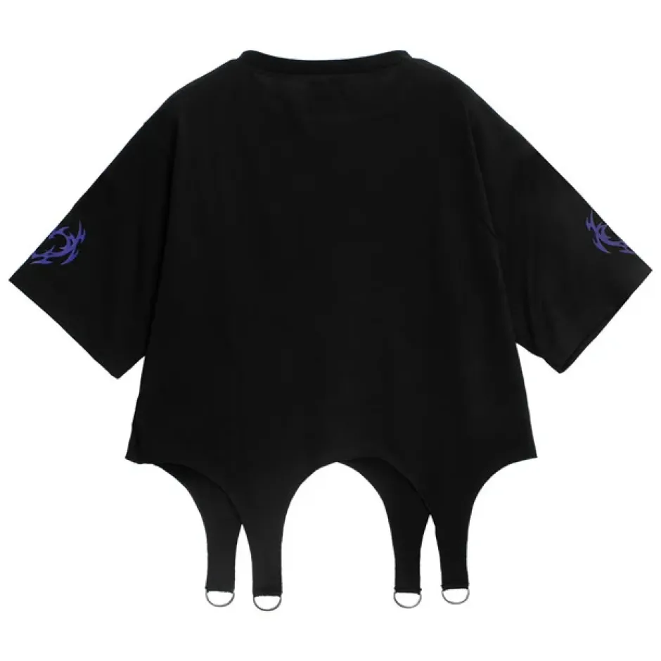 Tops>LISTEN FLAVOR Vampire Heart Hollowed-out Garter Tops Black