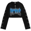 LISTEN FLAVOR Vicious Fire Eyelet Sleeve Short Top Online