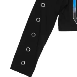 LISTEN FLAVOR Vicious Fire Eyelet Sleeve Short Top Online