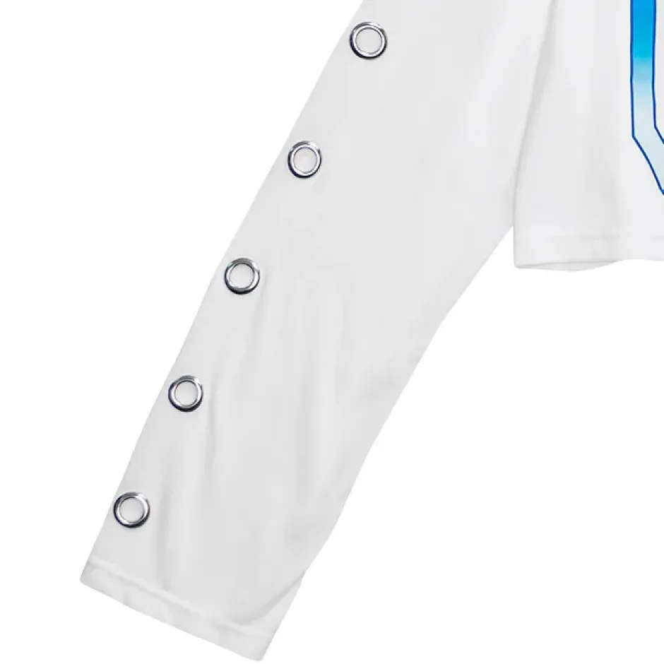 LISTEN FLAVOR Vicious Fire Eyelet Sleeve Short Top Online