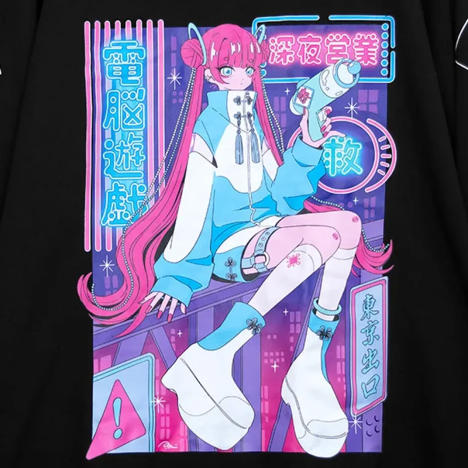 LISTEN FLAVOR x A.YAMI Half Zip Hoodie Black Sale