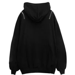 Jackets & Hoodies>LISTEN FLAVOR x Kaibashira Shoulder Zip Hoodie Black