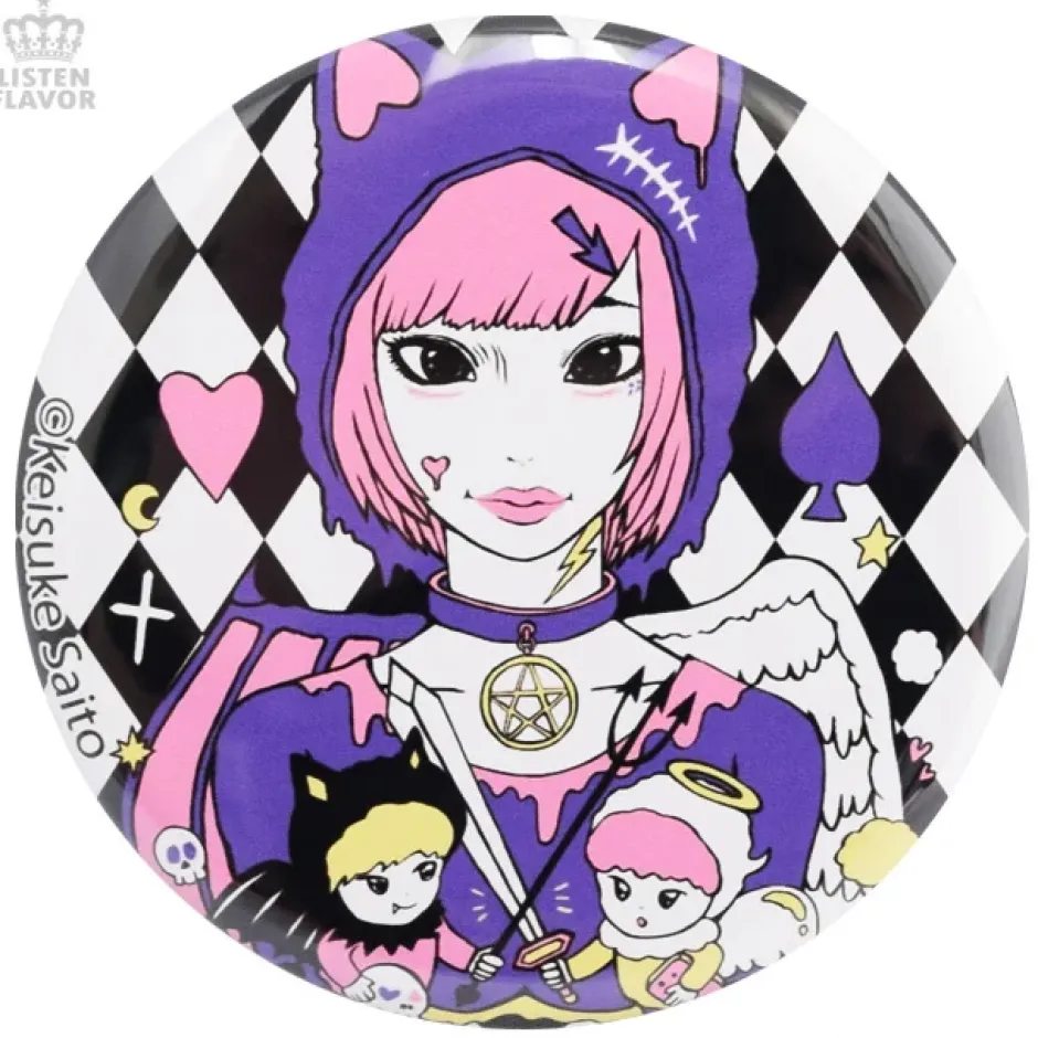 LISTEN FLAVOR x Keisuke Saito Devil & Angel Collab Pin Badge Best