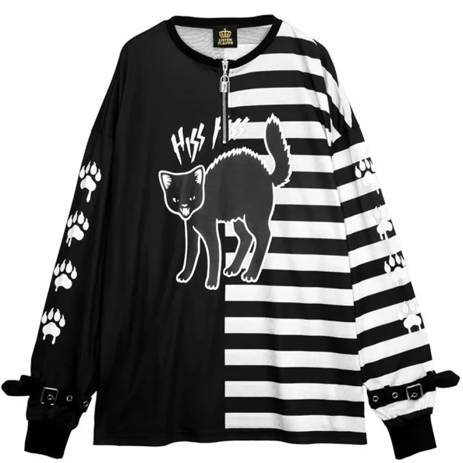 LISTEN FLAVOR Yannoka Cat Battle Stance Pullover New