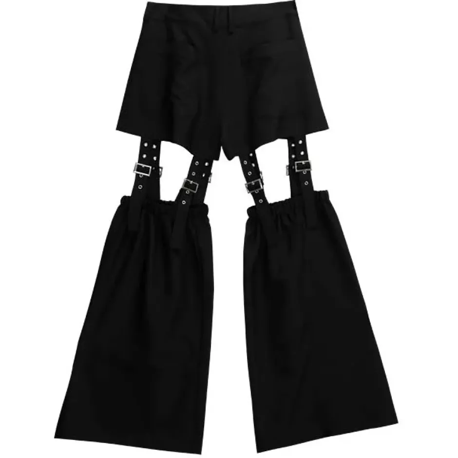 Bottoms>LISTEN FLAVOR Zettai Ryoiki Black Detachable Pants