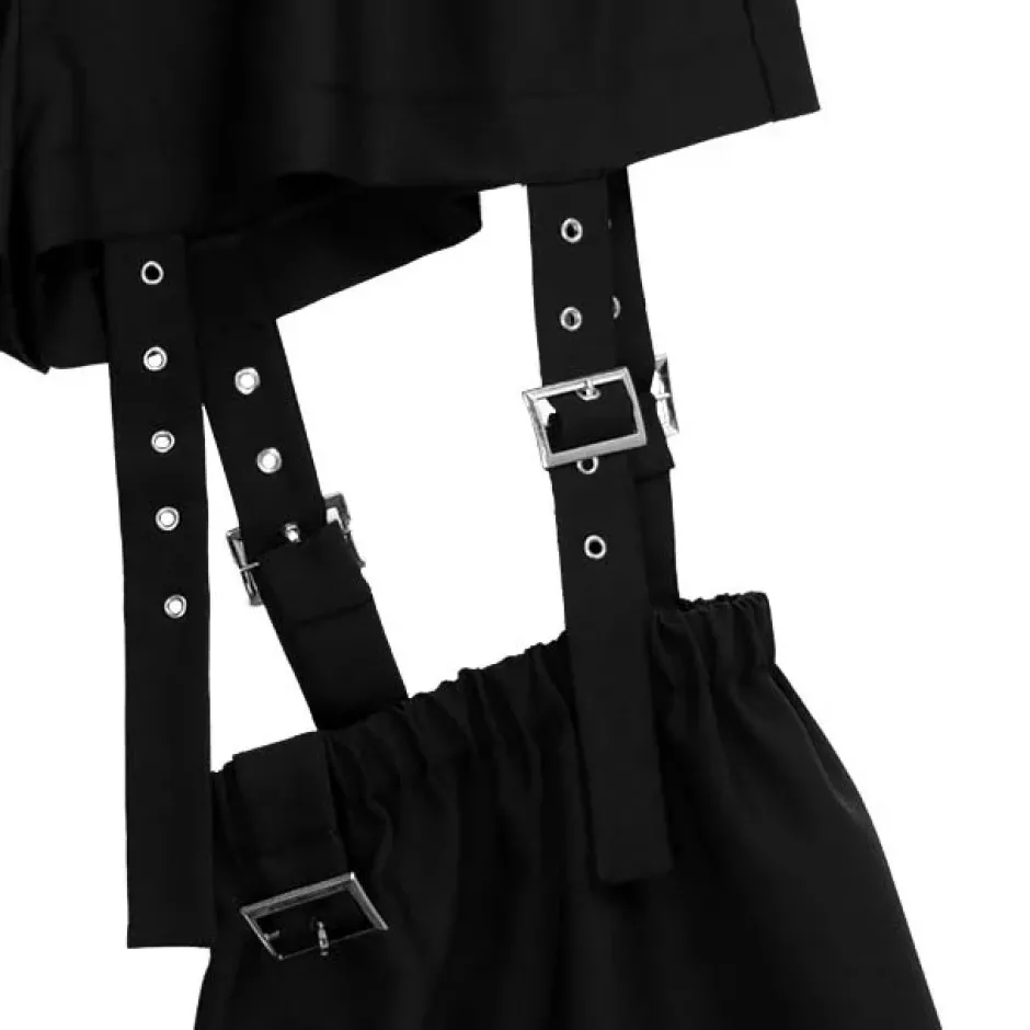 Bottoms>LISTEN FLAVOR Zettai Ryoiki Black Detachable Pants