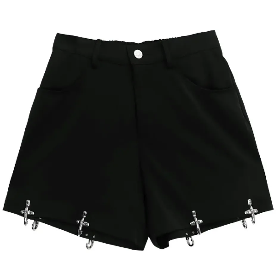 Bottoms>LISTEN FLAVOR Zettai Ryoiki Fire Buckle Black Pants
