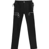 LISTEN FLAVOR Zip Design Side Lace-Up Black Skinny Pants Outlet