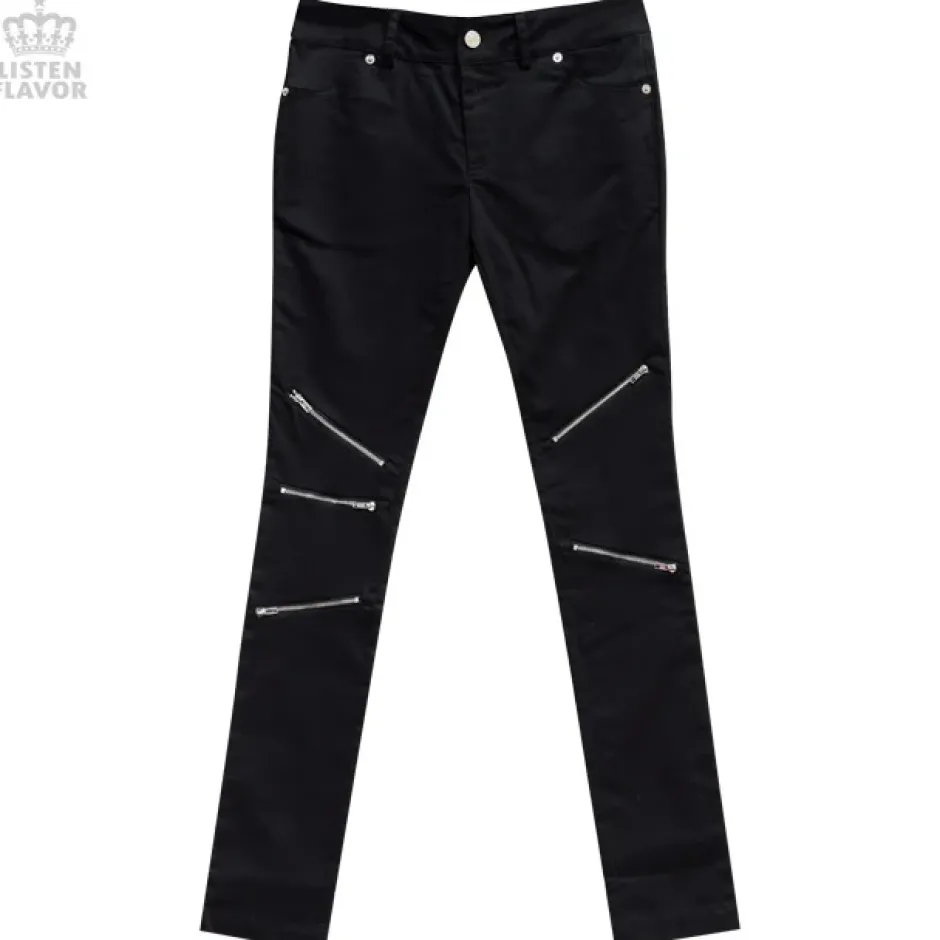 Bottoms>LISTEN FLAVOR Zip Detail Black Skinny Pants