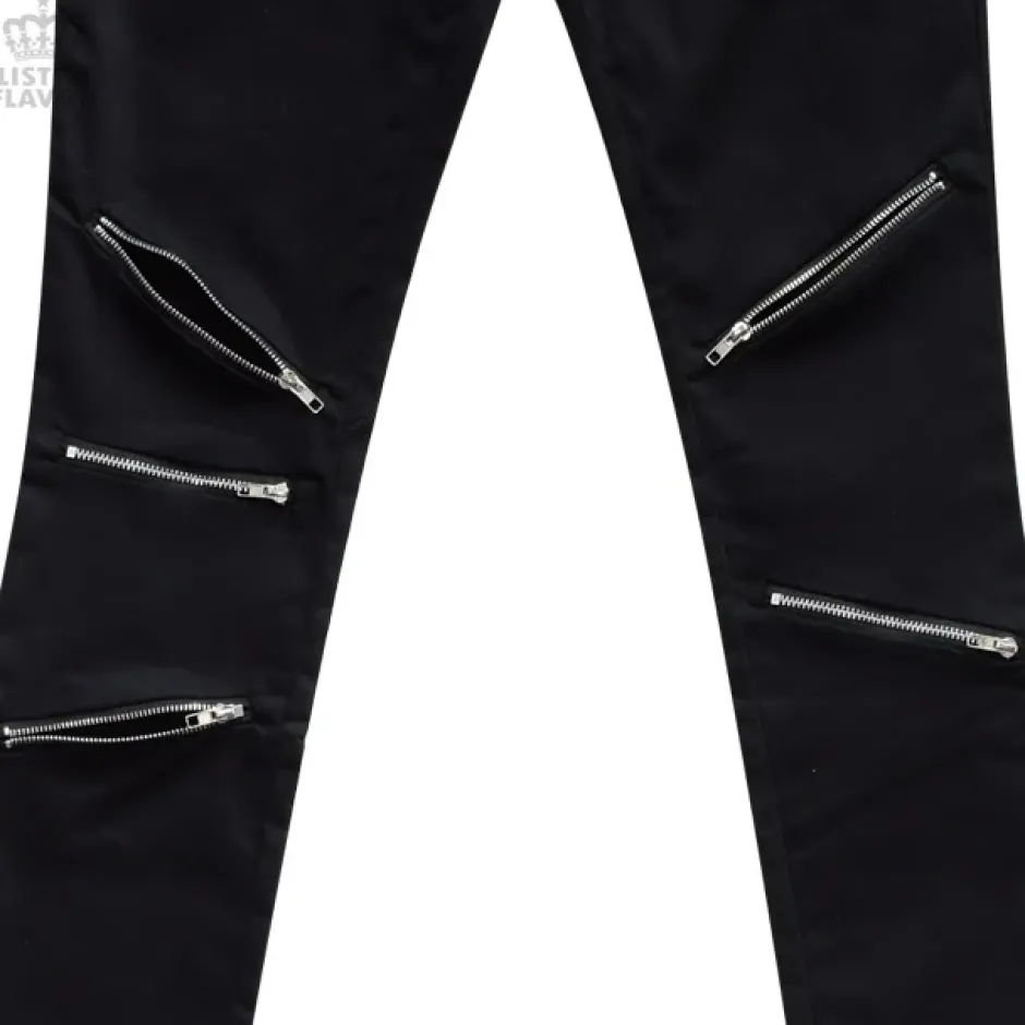Bottoms>LISTEN FLAVOR Zip Detail Black Skinny Pants
