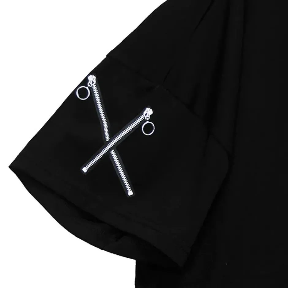 Tops>LISTEN FLAVOR Zipper Bear Mesh Top w/ Arm Covers