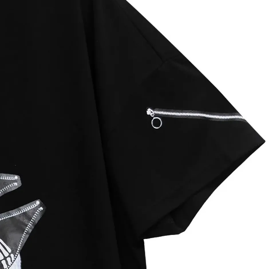 Tops>LISTEN FLAVOR Zipper Bear Mesh Top w/ Arm Covers