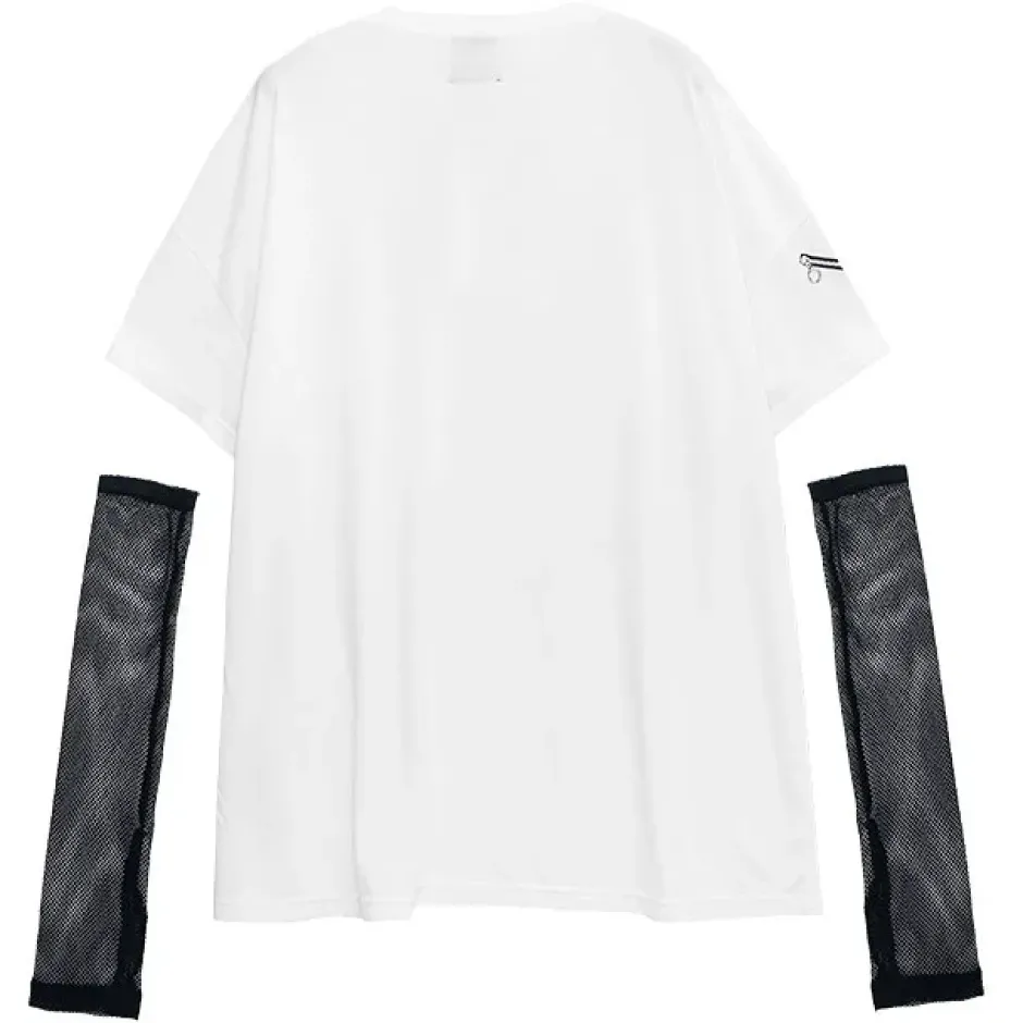 Tops>LISTEN FLAVOR Zipper Bear Mesh Top w/ Arm Covers