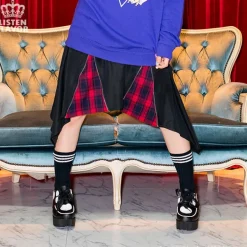 Bottoms>LISTEN FLAVOR Zippered Hem Line Skirt