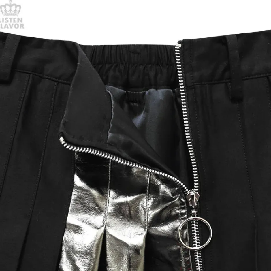 Bottoms>LISTEN FLAVOR Zip Pleated Skirt