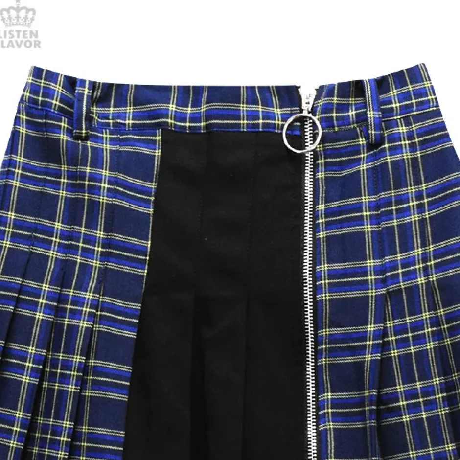 Bottoms>LISTEN FLAVOR Zip Pleated Skirt