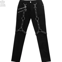 Bottoms>LISTEN FLAVOR Zip Skinny Black Pants w/ Harness