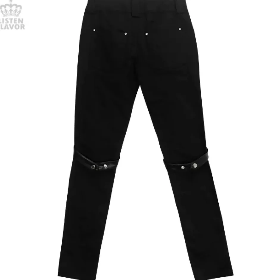 Bottoms>LISTEN FLAVOR Zip Skinny Black Pants w/ Harness