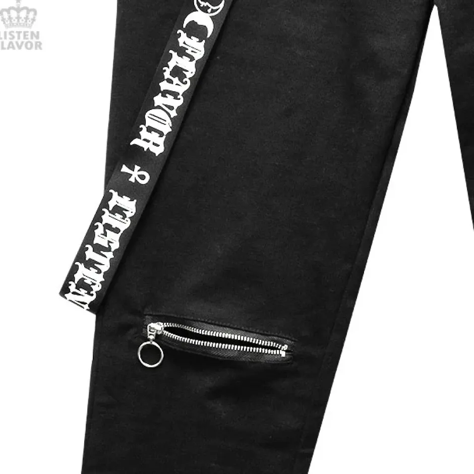 Bottoms>LISTEN FLAVOR Zip Skinny Pants w/ Suspenders