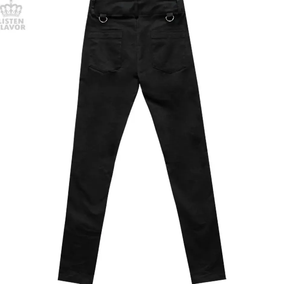 Bottoms>LISTEN FLAVOR Zip Skinny Pants w/ Suspenders