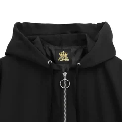 LISTEN FLAVOR Zip Slit Sleeve Hooded Blouson Sale