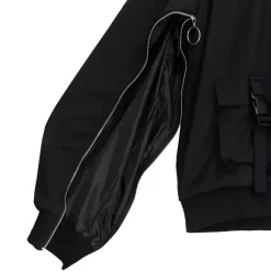 LISTEN FLAVOR Zip Slit Sleeve Hooded Blouson Sale