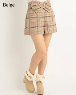 LIZ LISA Big Ribbon Plaid Shorts Sale