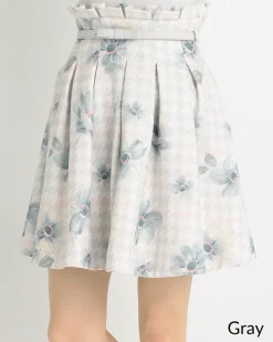 Bottoms>LIZ LISA Floral Plaid Houndstooth Skirt