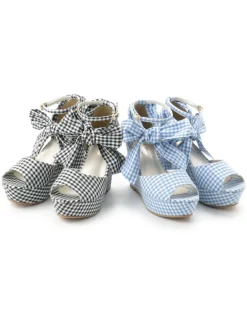 Footwear>LIZ LISA Gingham Wedge Sandals