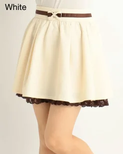 Bottoms>LIZ LISA Glen Plaid & Solid Color Sukapan Skirt (White)