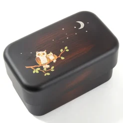 Bento Containers>Maki-e Owl 2-Tier Mini Bento Box
