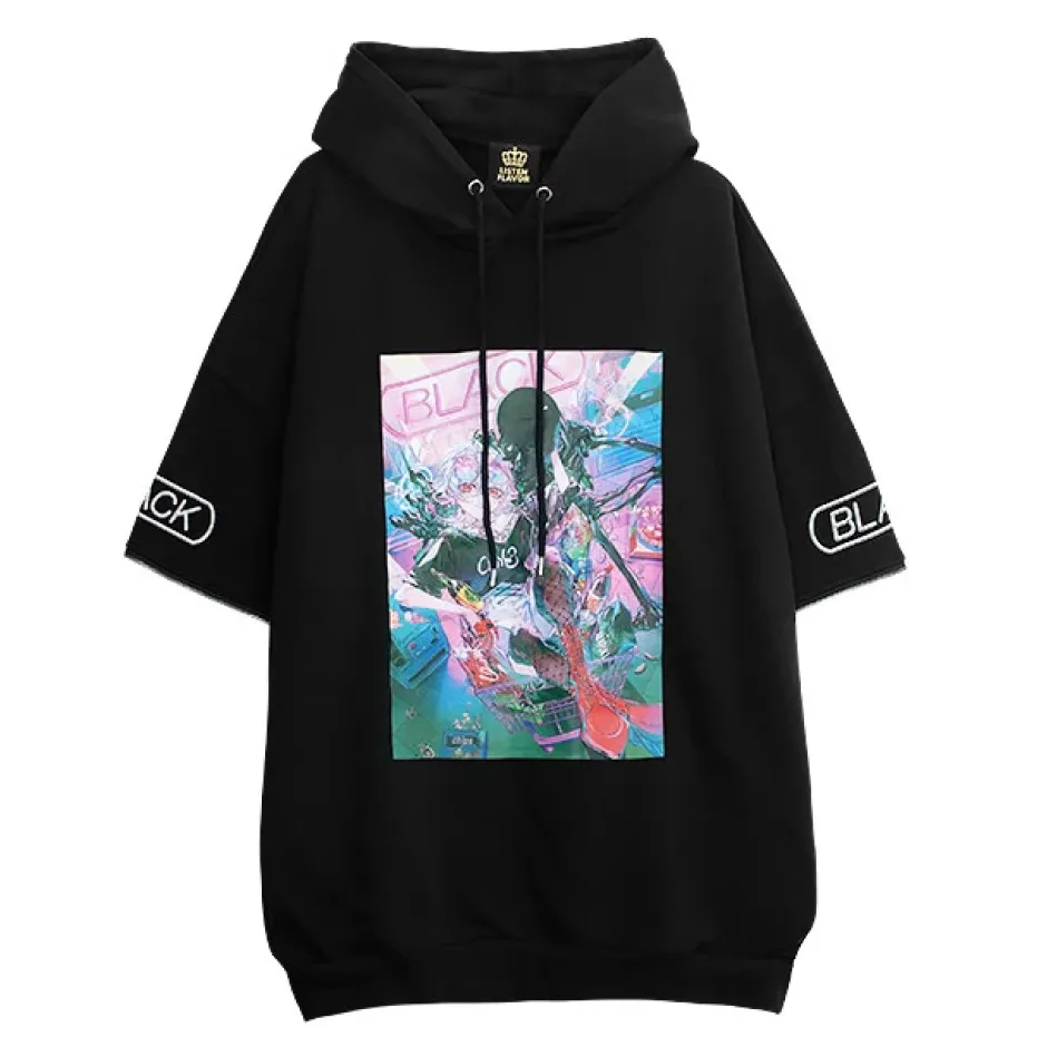 murakaruki x LISTEN FLAVOR Zip Sleeve Hoodie Black Hot