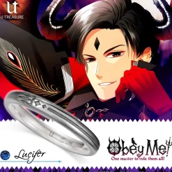 Jewelry & Hair Accessories>Obey Me! Lucifer Black-Coated Silver Ring
