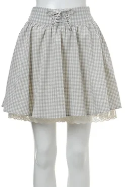 Bottoms>OLIVE des OLIVE Lace-Up Gathered Skirt