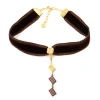 Jewelry & Hair Accessories>Q-pot. Velvet Ribbon Choker w/ 3-Piece Chocolate Charm Set