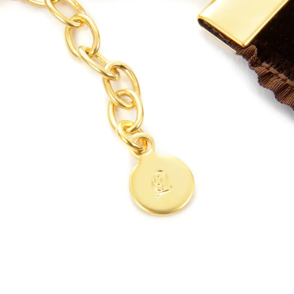 Jewelry & Hair Accessories>Q-pot. Velvet Ribbon Choker w/ Puchi Arrow Heart Milky Strawberry Charm