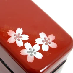 Red Maki-e Cherry Blossom 2-Tier Bento Box New