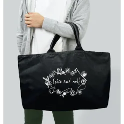 Spice and Wolf Line Art Big Zipper Tote Bag Sale