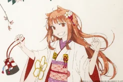 Spice and Wolf Wolf Beauty with Cherry Blossoms Holo Ukiyo-e Woodblock Print