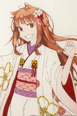Spice and Wolf Wolf Beauty with Cherry Blossoms Holo Ukiyo-e Woodblock Print