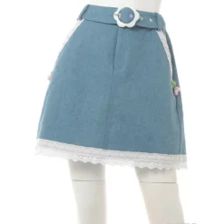 Bottoms>Swankiss Cherry Motif Gingham Skirt