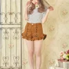 Swankiss Lace-Up Ruffled Hem Shorts Hot