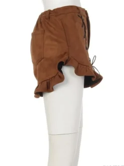 Swankiss Lace-Up Ruffled Hem Shorts Hot